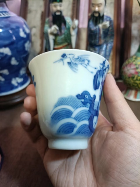 古玩陶瓷青花人物鈴鐺杯拍賣,當前價格8888元