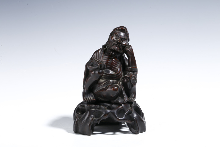 古玩雜項(xiàng)晚清民國(guó)·紅木伏虎羅漢像連座拍賣，當(dāng)前價(jià)格4555元