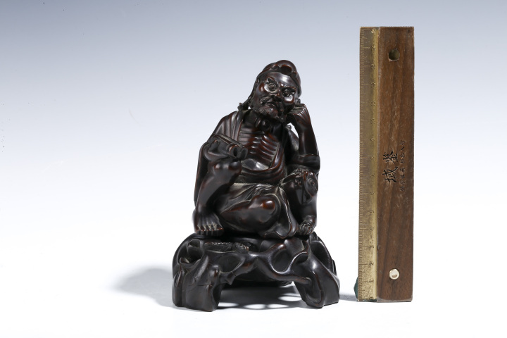 古玩雜項(xiàng)晚清民國(guó)·紅木伏虎羅漢像連座拍賣，當(dāng)前價(jià)格4555元