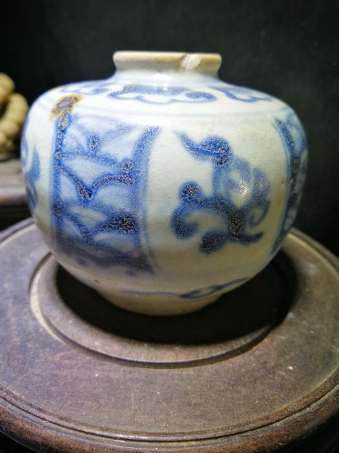 古玩陶瓷文房精品明中期青花花卉紋水盂拍賣，當前價格1200元