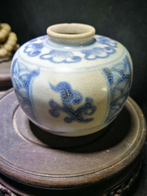 古玩陶瓷文房精品明中期青花花卉紋水盂拍賣，當前價格1200元