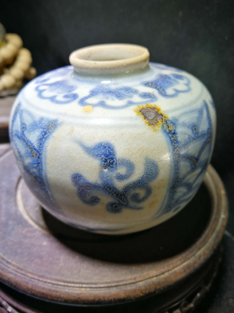 古玩陶瓷文房精品明中期青花花卉紋水盂拍賣，當前價格1200元