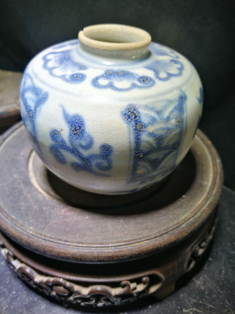 古玩陶瓷文房精品明中期青花花卉紋水盂拍賣，當前價格1200元