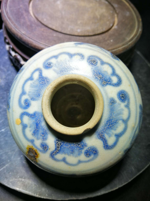 古玩陶瓷文房精品明中期青花花卉紋水盂拍賣，當前價格1200元