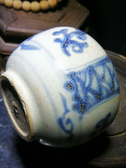 古玩陶瓷文房精品明中期青花花卉紋水盂拍賣，當前價格1200元