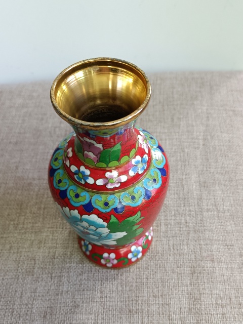 古玩雜項景泰藍銅瓶拍賣,當前價格333元