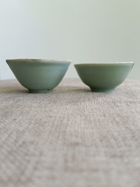 古玩陶瓷豆青釉杯拍賣,當前價格278元