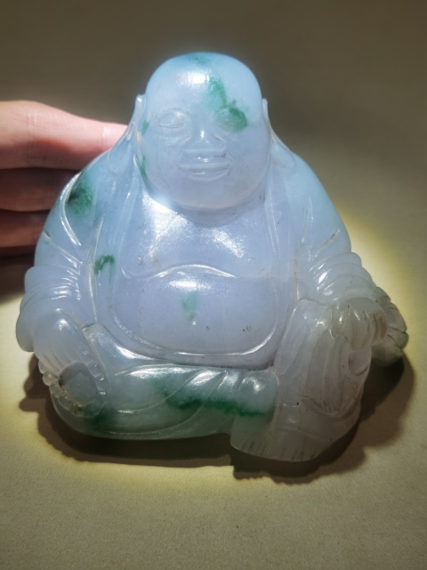 古玩玉器天然翡翠“彌勒佛”擺件拍賣，當(dāng)前價(jià)格400000元