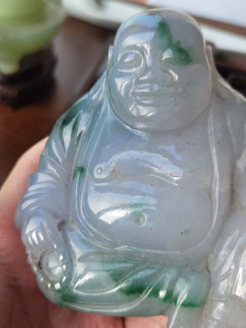 古玩玉器天然翡翠“彌勒佛”擺件拍賣，當(dāng)前價(jià)格400000元