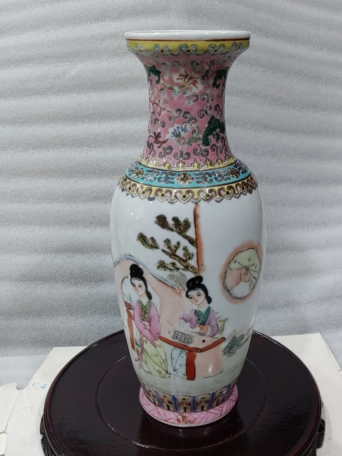 古玩陶瓷粉彩仕女人物紋瓶拍賣，當前價格1280元