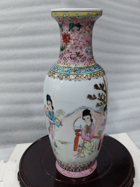 古玩陶瓷粉彩仕女人物紋瓶拍賣，當前價格1280元