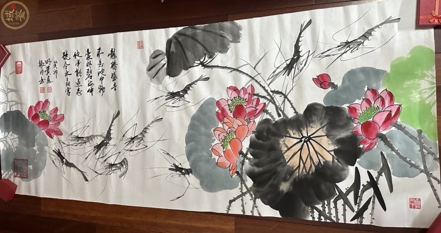 古玩字畫屈明貴 巴振德 荷花 橫幅拍賣，當前價格580元