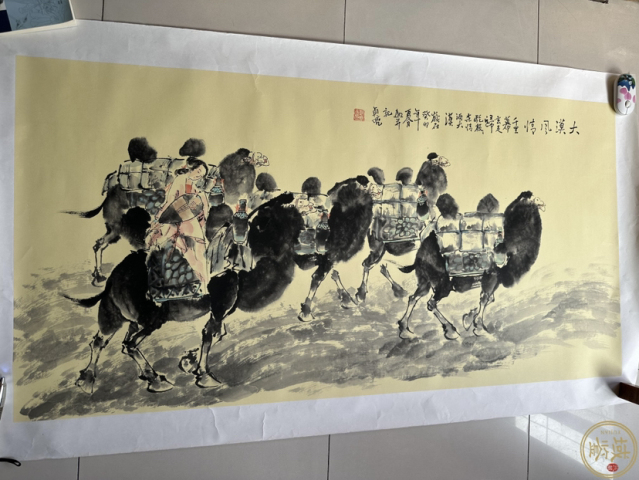 古玩字畫鄧貞亮 駱駝 沙漠 異域風情 真跡拍賣,當前價格820元