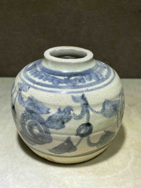 古玩陶瓷明代花卉紋青花水盂拍賣，當(dāng)前價(jià)格888元