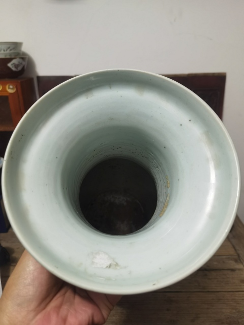 古玩陶瓷清中晚青花人物故事紋盤口瓶拍賣，當前價格6000元
