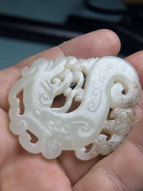 古玩玉器清代白玉龍佩拍賣，當前價格15600元