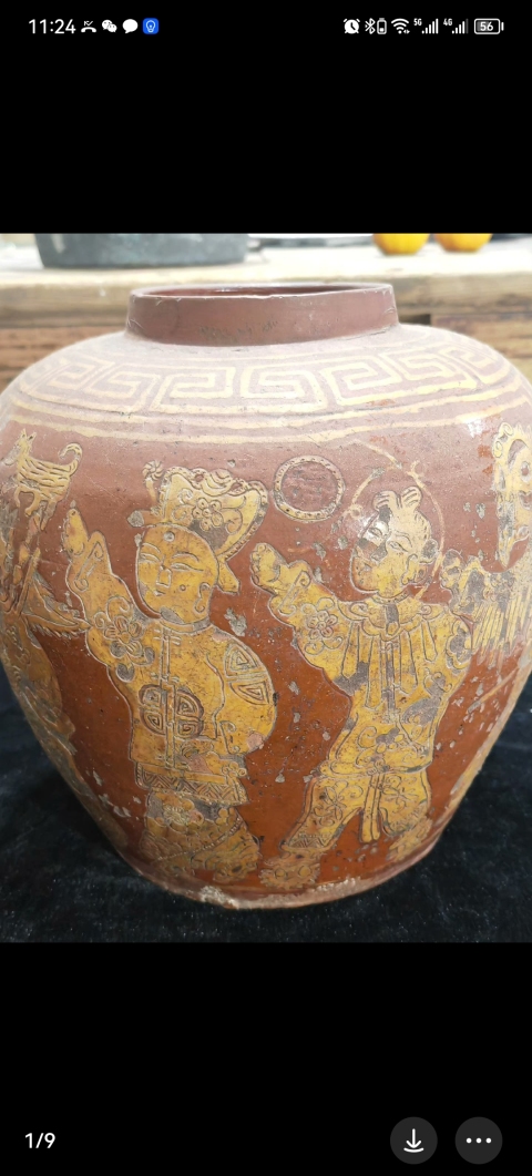 古玩陶瓷清末麻城窯封神演義罐拍賣，當前價格3600元