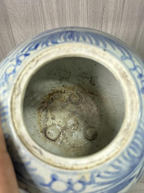 古玩陶瓷清晚期 青花花卉紋西瓜罐拍賣，當前價格360元