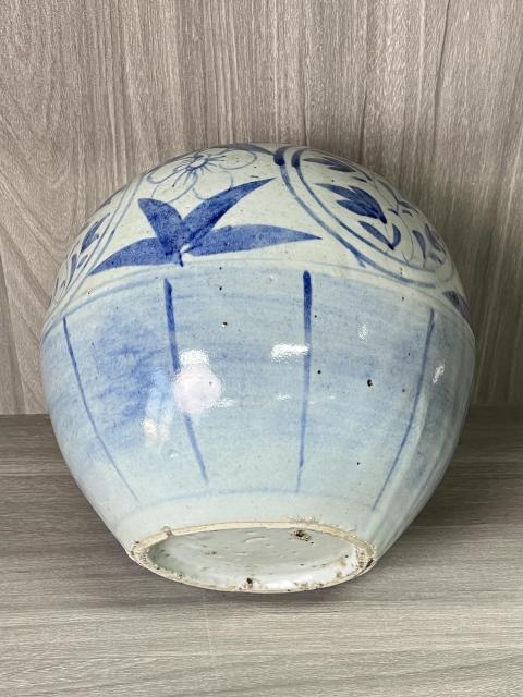 古玩陶瓷清晚期 青花花卉紋西瓜罐拍賣，當前價格360元
