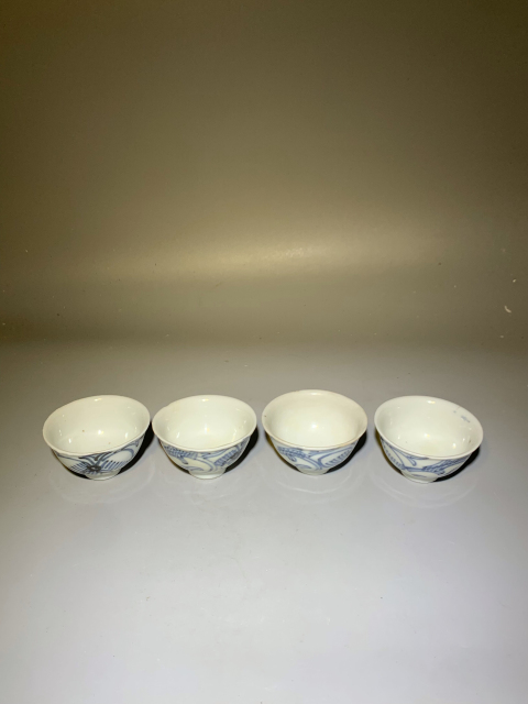 古玩陶瓷青花纏枝花卉紋杯一組拍賣,當前價格888元