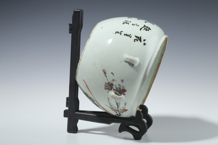 古玩陶瓷晚清民國·淺絳彩花鳥紋四系粥罐拍賣，當(dāng)前價(jià)格10000元