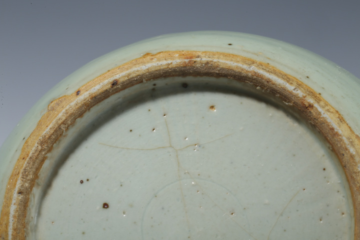 古玩陶瓷清晚·豆青釉青花牡丹紋西瓜罐拍賣，當前價格1242元