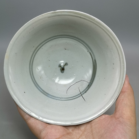 古玩陶瓷明末清初花卉紋青花碗拍賣，當前價格158元