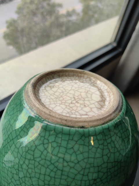 古玩陶瓷晚清綠哥釉茶葉罐拍賣，當前價格9999元