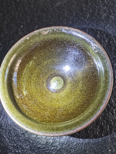 古玩陶瓷南宋青綠釉束口盞拍賣，當(dāng)前價(jià)格20000元