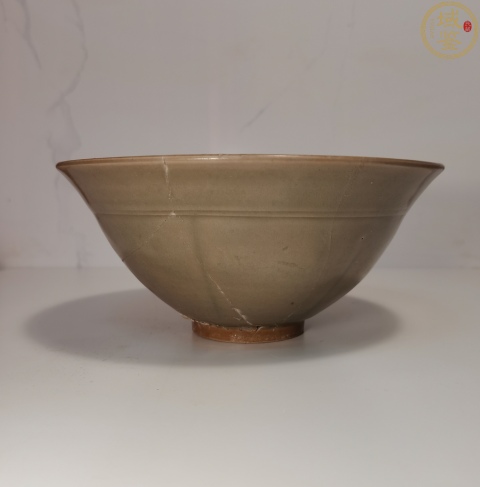 古玩陶瓷耀州窯青釉出筋折腰碗拍賣，當前價格3000元