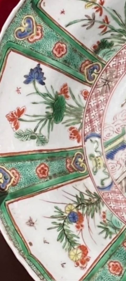 古玩陶瓷康熙五彩鶴鹿同春大盤拍賣，當(dāng)前價格13000元