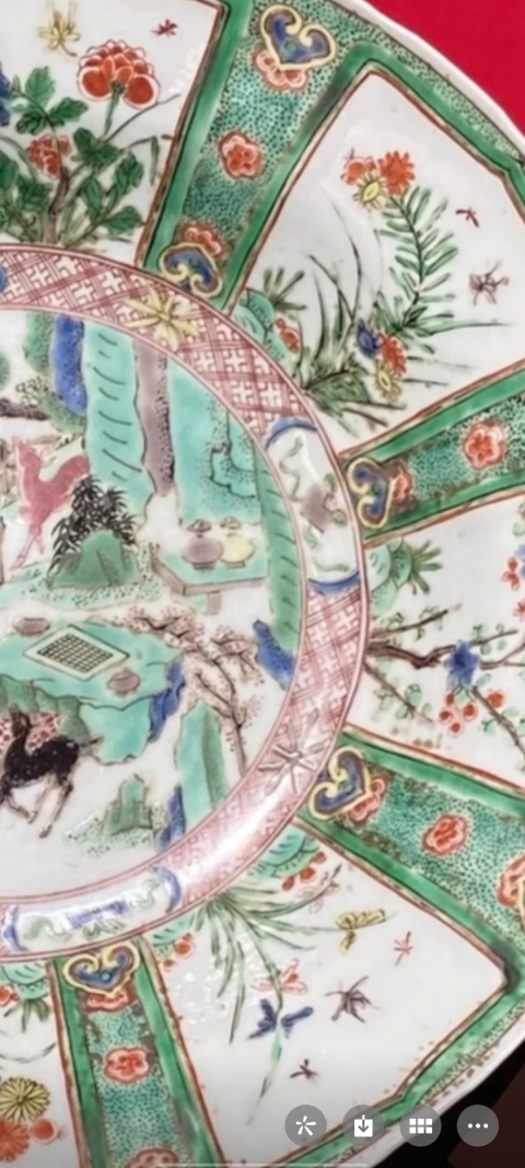 古玩陶瓷康熙五彩鶴鹿同春大盤拍賣，當(dāng)前價格13000元