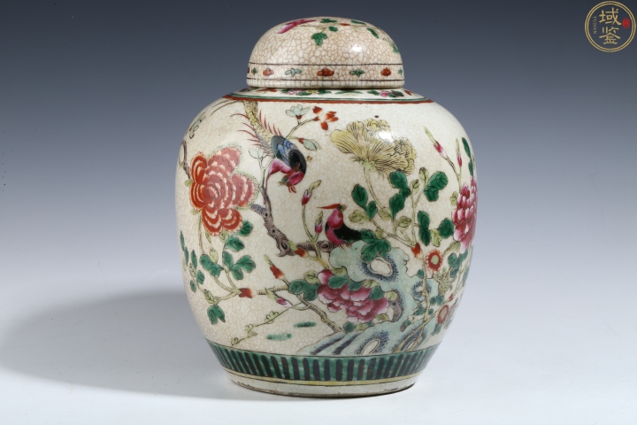 古玩陶瓷精品粉彩牡丹錦雞蓋罐拍賣，當前價格5800元