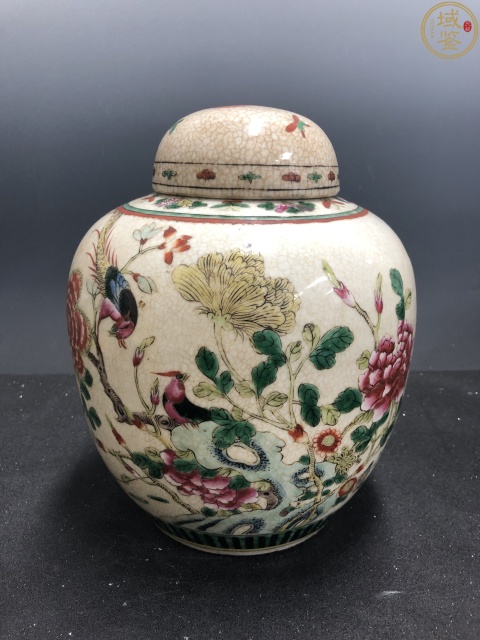 古玩陶瓷精品粉彩牡丹錦雞蓋罐拍賣，當前價格5800元