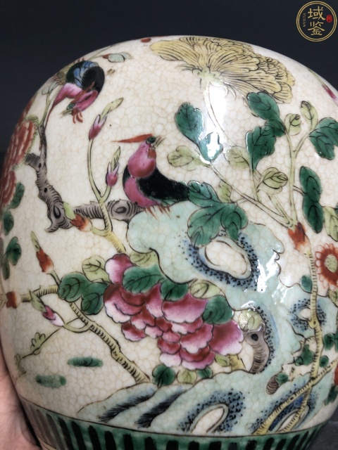 古玩陶瓷精品粉彩牡丹錦雞蓋罐拍賣，當前價格5800元