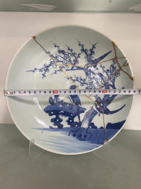 古玩陶瓷清乾隆青花喜上眉梢大盤拍賣,當前價格888元