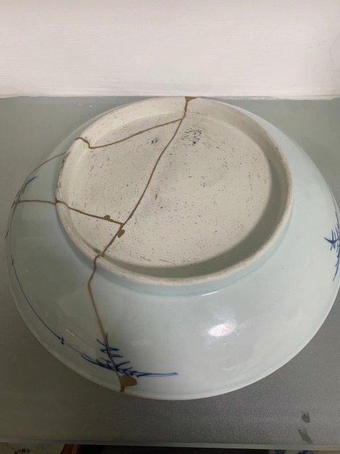 古玩陶瓷清乾隆青花喜上眉梢大盤拍賣,當前價格888元