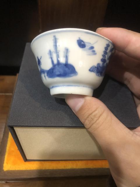 古玩陶瓷清-康熙-山水風景-高士圖-青花品茗杯拍賣,當前價格850元