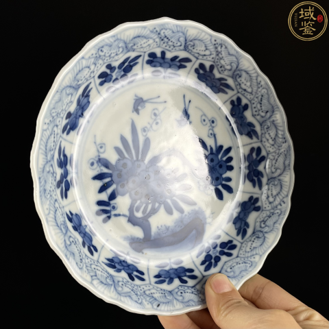 古玩陶瓷清晚·青花花鳥紋花口盤真品鑒賞圖