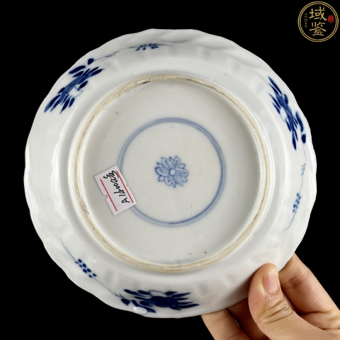 古玩陶瓷清晚·青花花鳥紋花口盤真品鑒賞圖