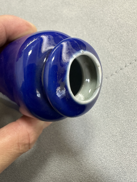 古玩陶瓷晚清霽藍釉筒型洗口瓶拍賣,當前價格6666元