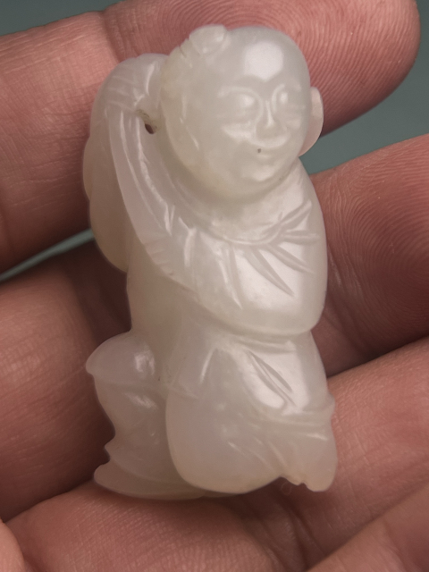 古玩玉器清中期白玉童子拍賣，當前價格15600元