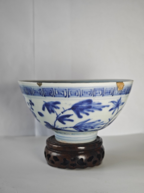 古玩陶瓷明嘉靖青花歲寒三友圖蓮子碗拍賣,當前價格4321元