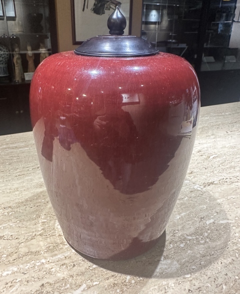 古玩陶瓷鈞紅窯變釉冬瓜罐拍賣,當前價格4500元