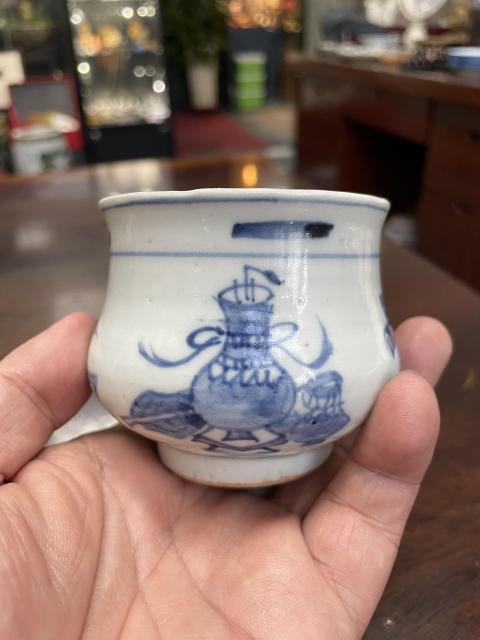古玩陶瓷博古圖青花圈足缽式香爐拍賣,當前價格2888元