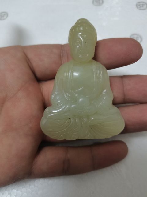 古玩玉器青海玉雕“大日如來”擺件拍賣，當前價格900元