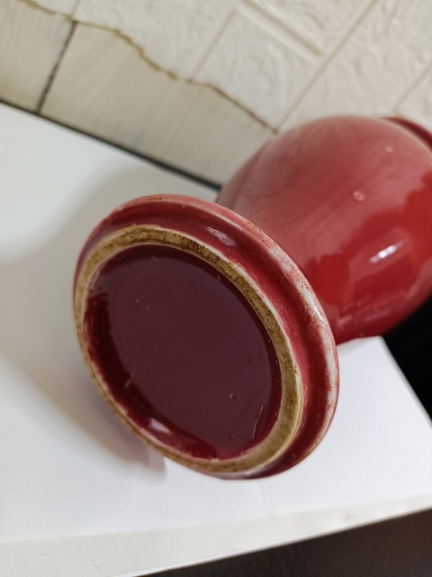 古玩陶瓷胭脂紅釉粉彩花鳥紋觀音瓶拍賣，當前價格2380元