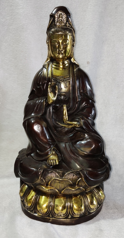 古玩雜項銅觀音拍賣，當前價格1388元