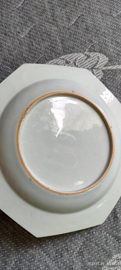 古玩陶瓷清乾隆青花八角盤拍賣，當前價格6800元
