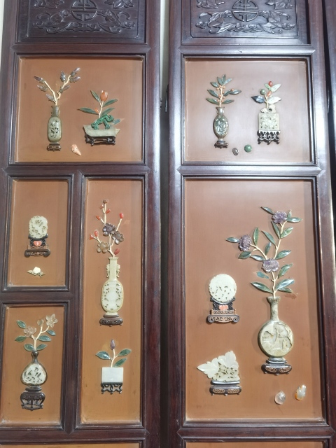 古玩玉器紅木鑲玉六扇屏風拍賣，當前價格999999元